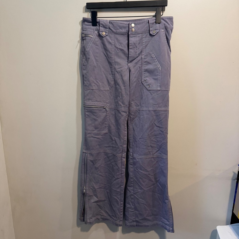 BDG Urban Outfitters Purple Cargo Pants Wide Leg Y2K Utility Zipper Ankle Size 8